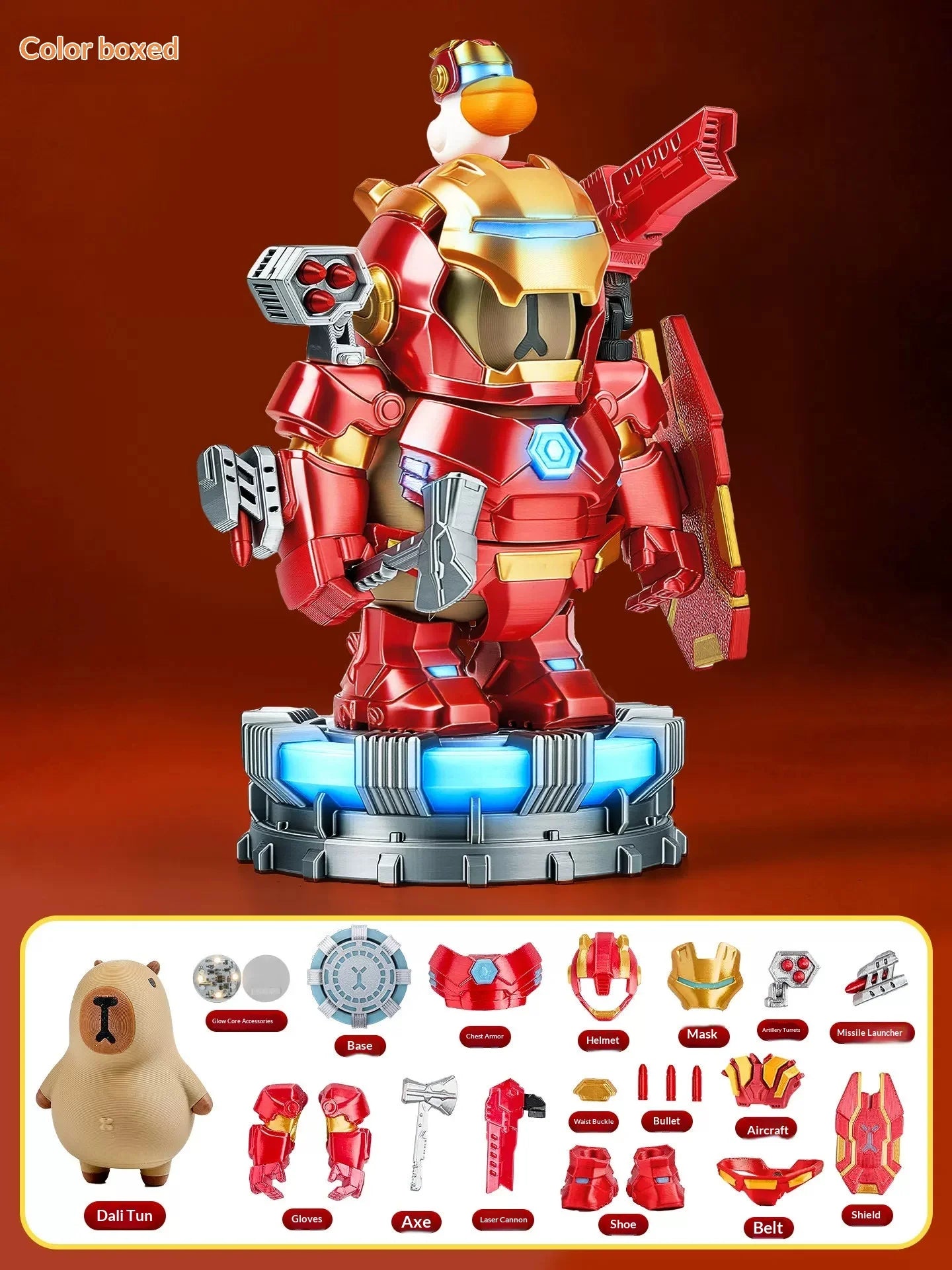 2026 New Capybara Iron Man Magnetic Suit 3d Printed Handmade Collectible Figurine Model Toy Kids Gift Decor Color Box