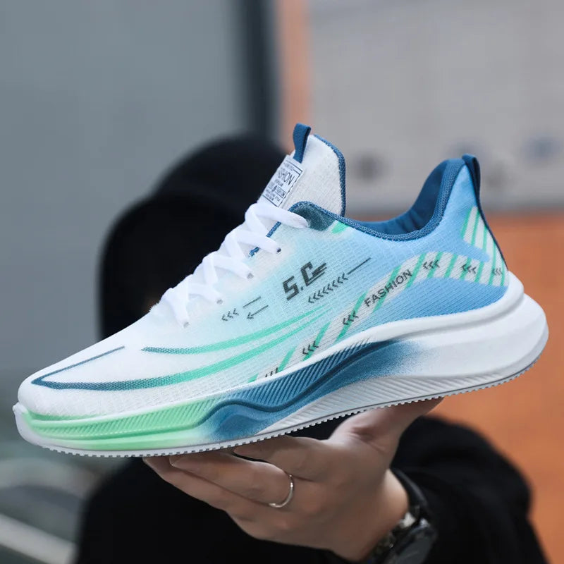 New Summer Student Running Shoes Breathable Lightweight Soft Bottom Fashionable Versatile Trendy Men's Outdoor Sports Shoes