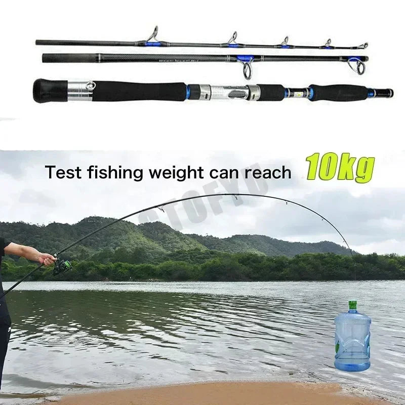Fishing Lure Rod 1.8m 2.1m 3 Section Superhard Lure 70-250g Trolling Fishing Rod Carbon Fast Surf Boat Raft Spinning Fishing Rod