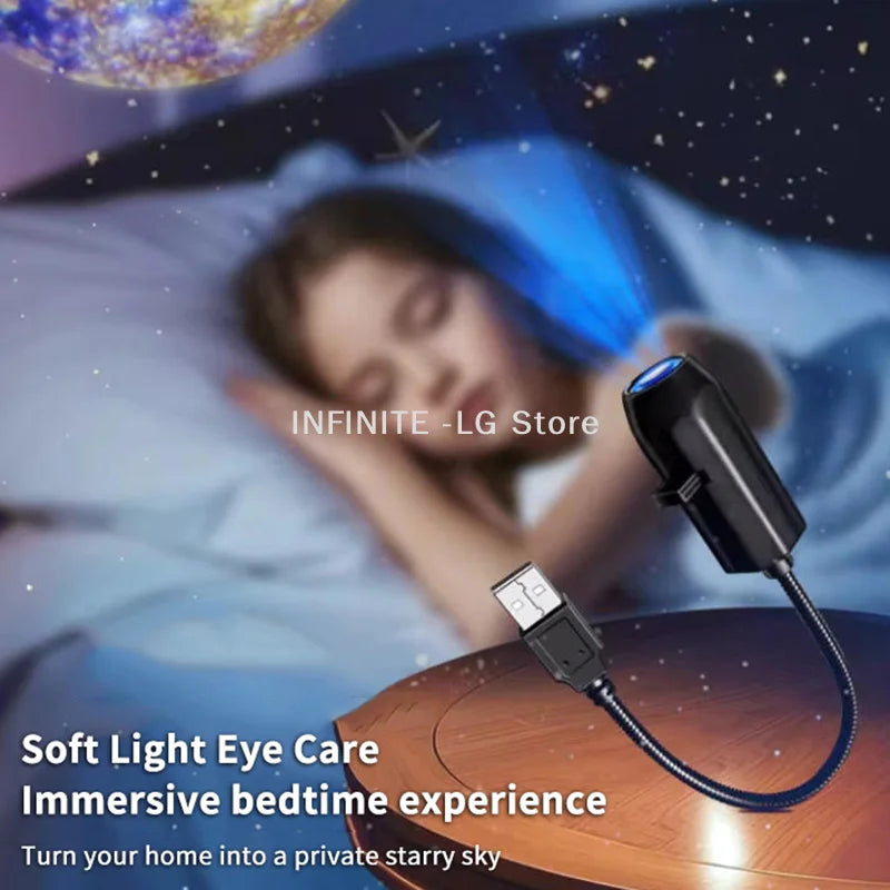 USB Ceiling Moon Earth Projection Atmosphere Light Starry Sky Lamp Night Light Romantic Bedroom Decoration Galaxy Projector
