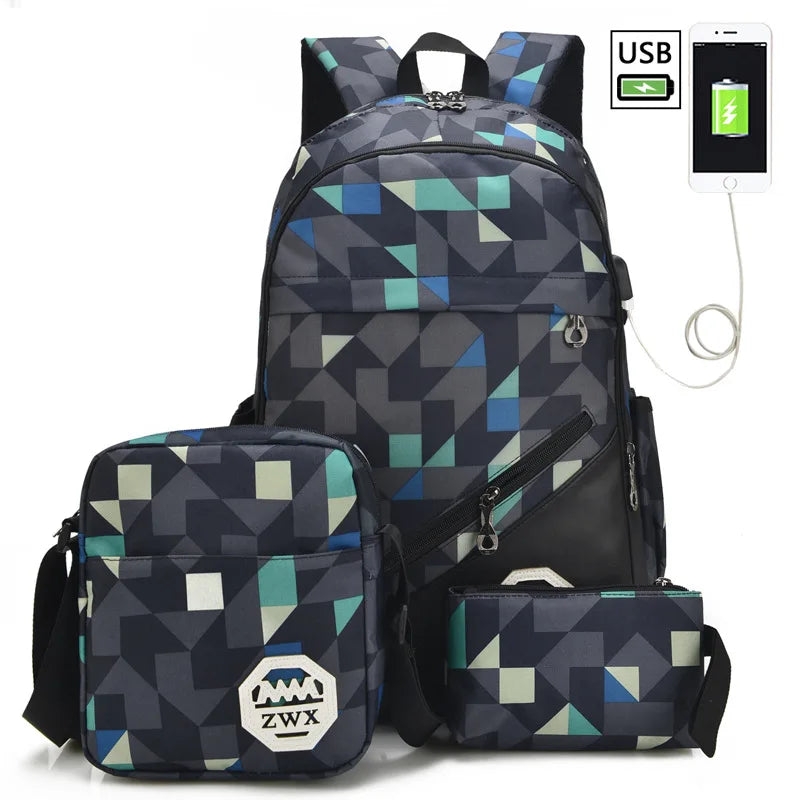 Waterproof travel laptop backpack children School Bags teenager Boys girls camouflage school Backpack set high School backpack