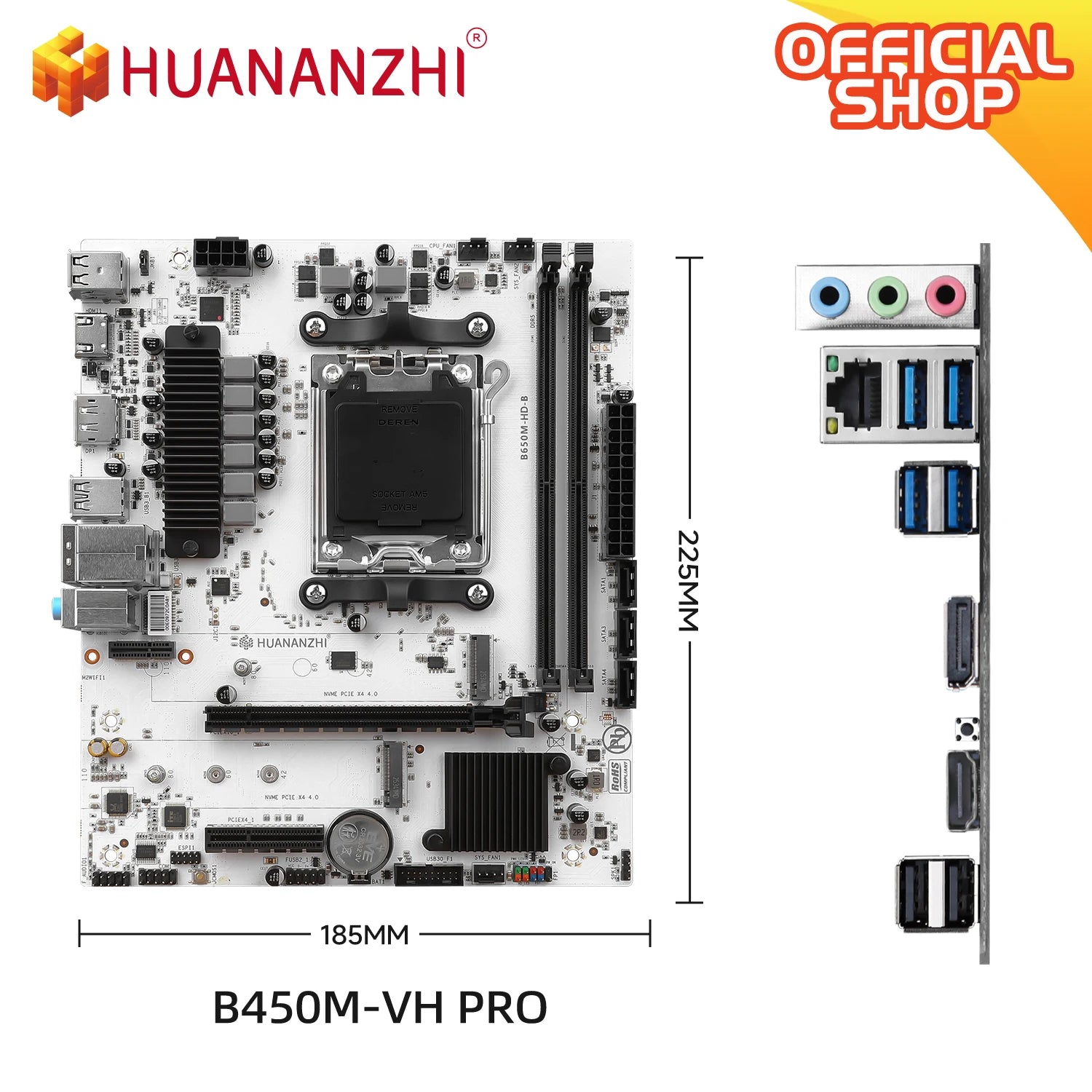 AMD B650M-HD-B M-ATX Motherboard, Supports AMD Ryzen 7000/9000 Series CPU, AM5 Socket, 2DDR5, 3M.2 NVMe, PCIE4.0