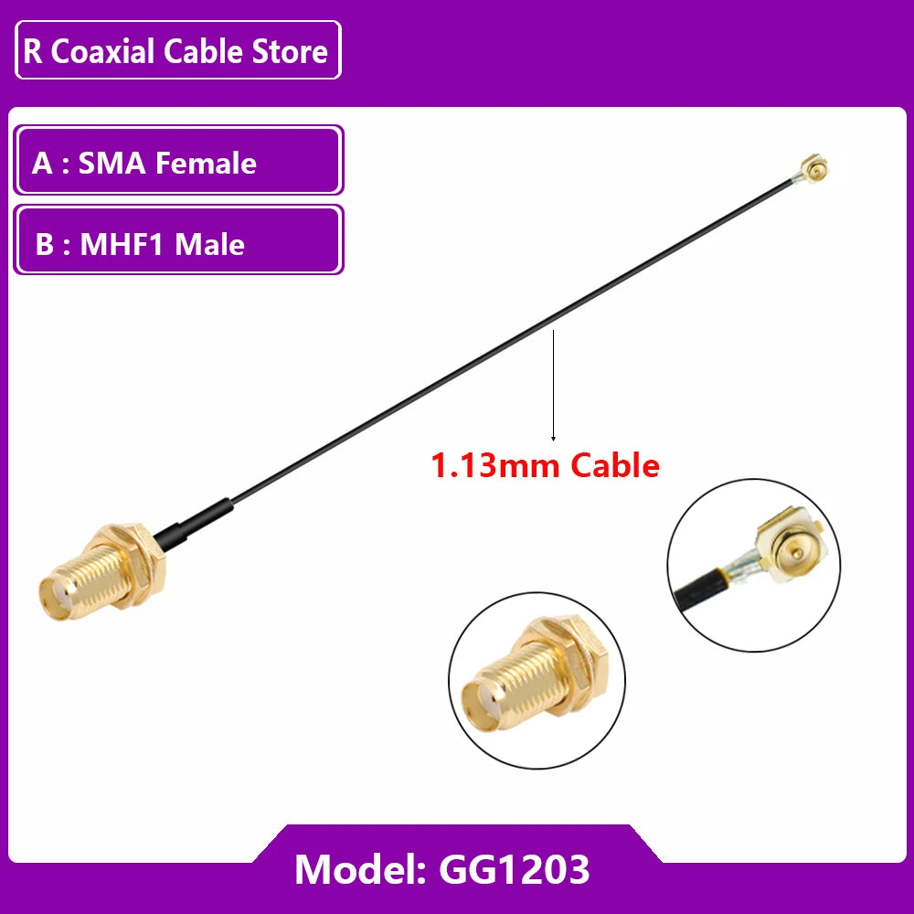 1PC RG1.13mm 0.81mm Pigtail Extension RF Cable SMA Female to MHF U.FL  Female RP SMA Male for WIFI Antenna