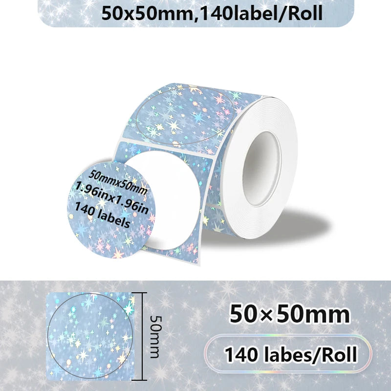 50x50mm Laser Sticker Self-Adhesive Thermal Adhesive Label Roll Compatible for Phomemo M110 M220 M200 E210 P50 DETONG P1 WP9520