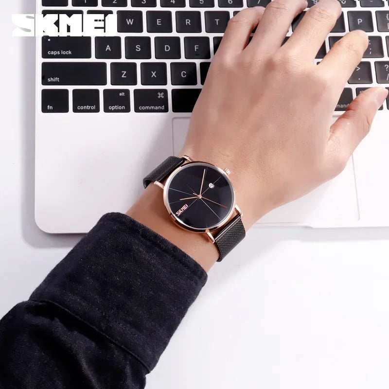 SKMEI 9183 Luxury Stainless Steel Sport Waterproof Mens Wristwatches 3D Dial Quartz Watch for Men Relogio Masculino Shockproof