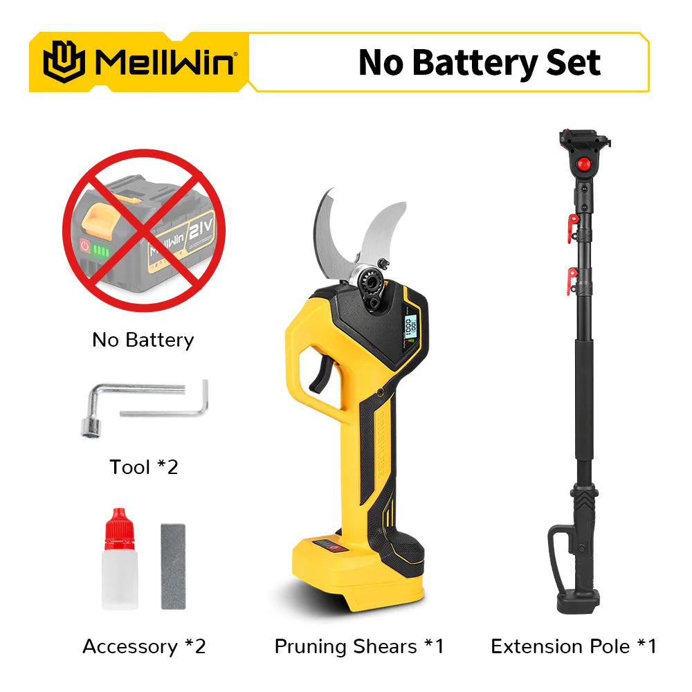 MELLWIN Brushless Electric Pruner Shear With 180CM Telescoping Pole Garden Pole Pruner Shear Tool For Makita 18V Battery Pin