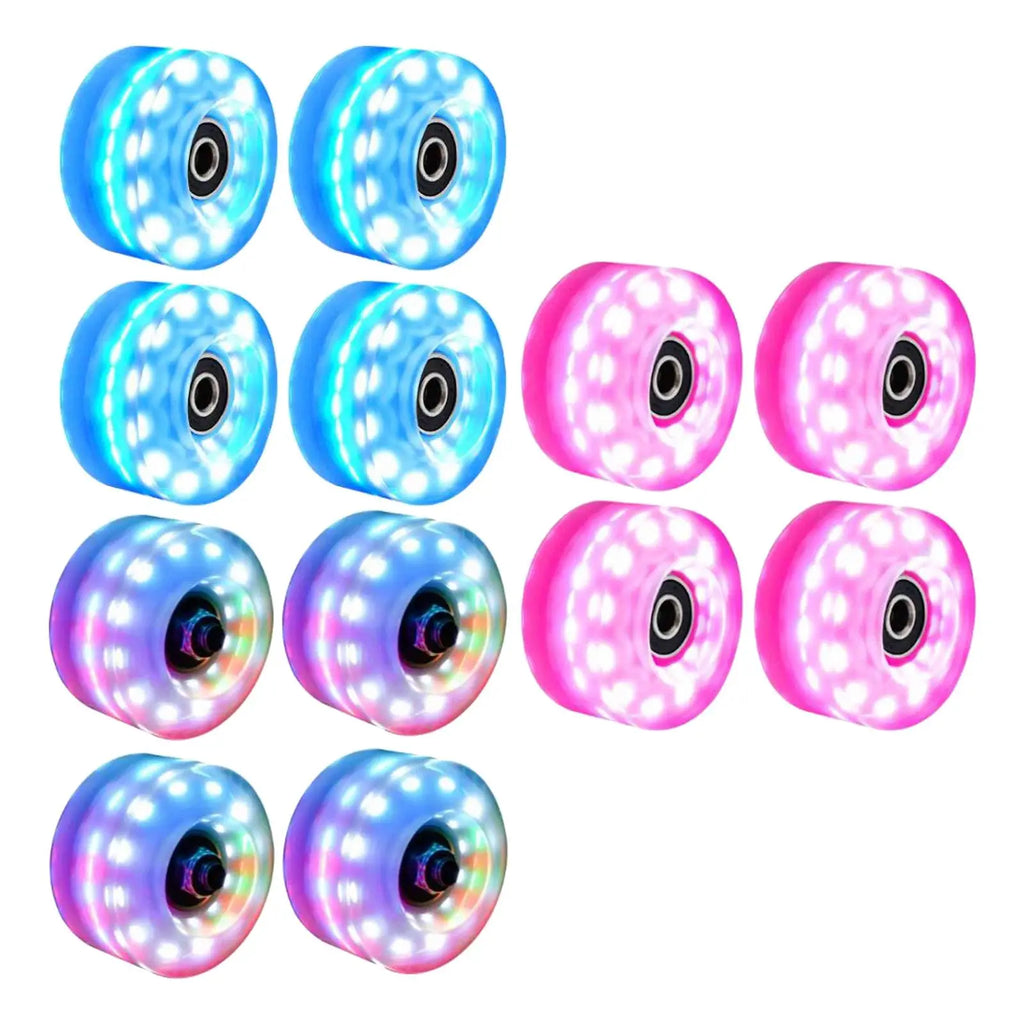 4 Roller Skate Wheels Luminous Quad Roller Skateboard Wheels With Bearings Installed Double Row Roller Skates Wheel Accessories