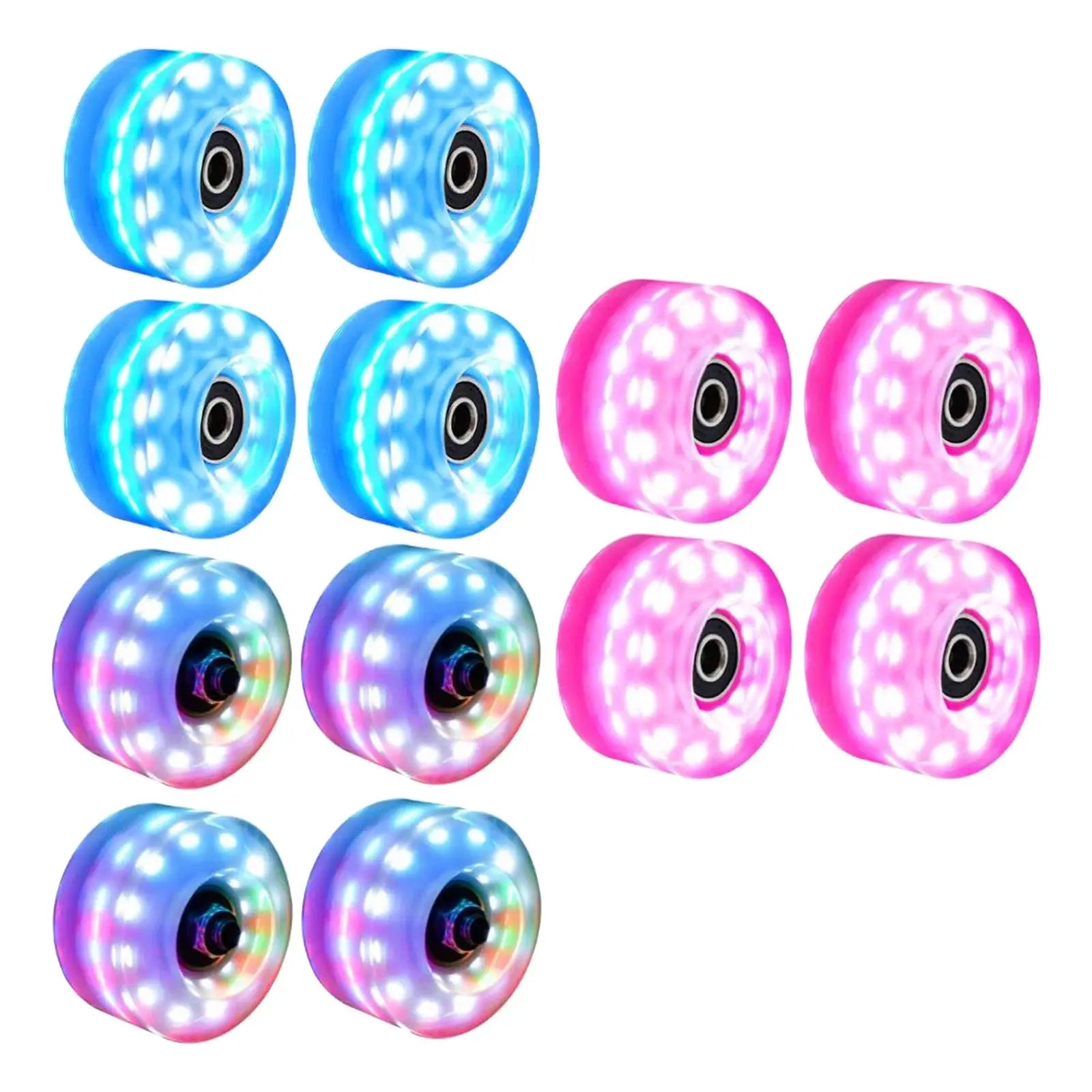 4 Roller Skate Wheels Luminous Quad Roller Skateboard Wheels With Bearings Installed Double Row Roller Skates Wheel Accessories