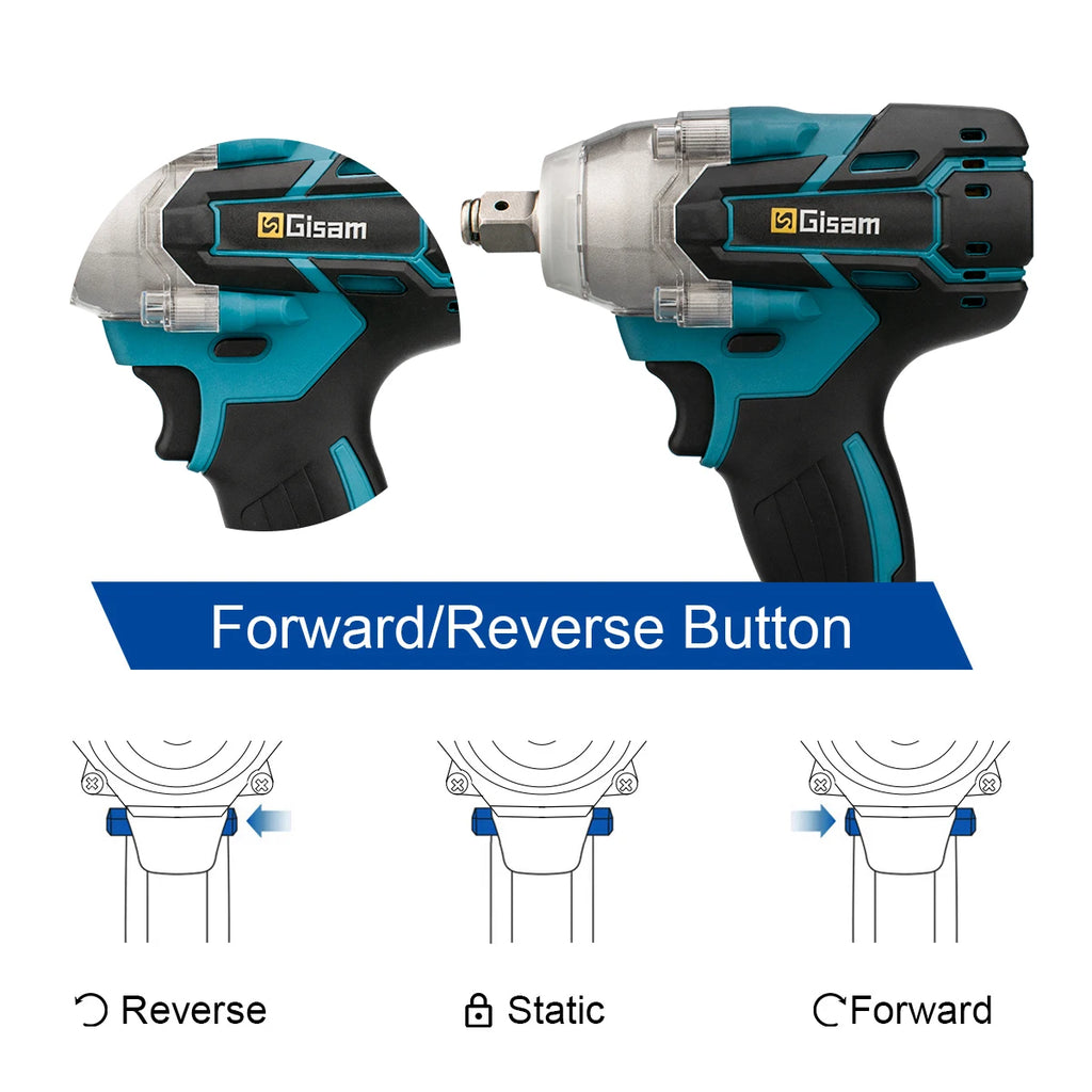 2 IN 1 Brushless Cordless Electric Impact Wrench 1/2 inch Socket Screwdriver Power Tools Without Battery For Makita 18V Battery