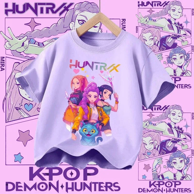 Kpop Demon Hunters T-shirt for kids, short sleeve T-shirt for Girls, Saja T-shirt , Kpop Demon Hunters T-shirt, family clothing