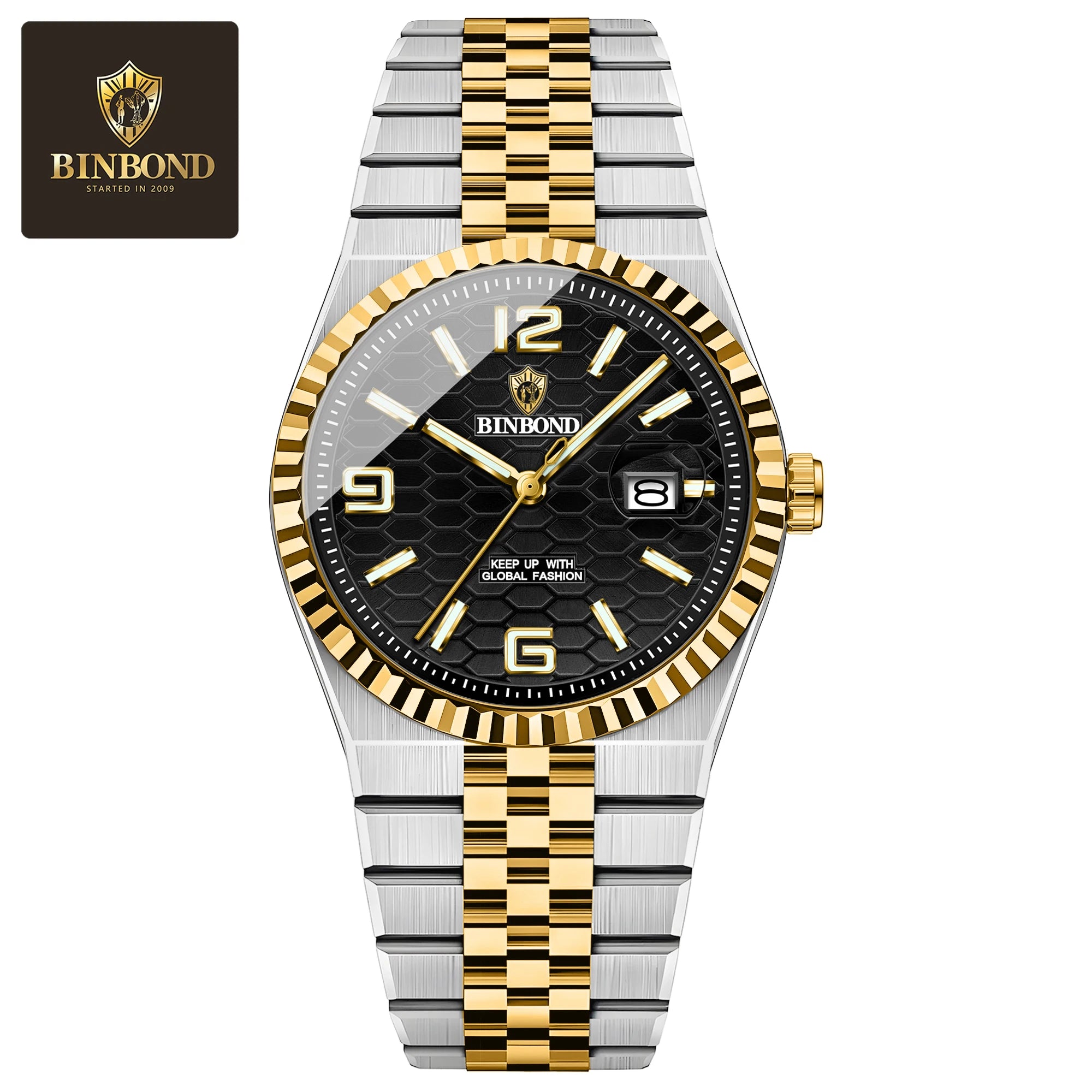 BINBOND Top Brand New 8181 Business Men's Quartz Watch Waterproof Night Light Calendar Fashion Men's Quartz Watch 2025