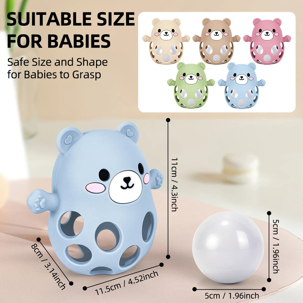 TYRY.HU Ringing Bell Baby Teether Gloves Cute Bear Shape Teether Toy Silicone Care Molar Anti-eating Hand Baby Education Toy