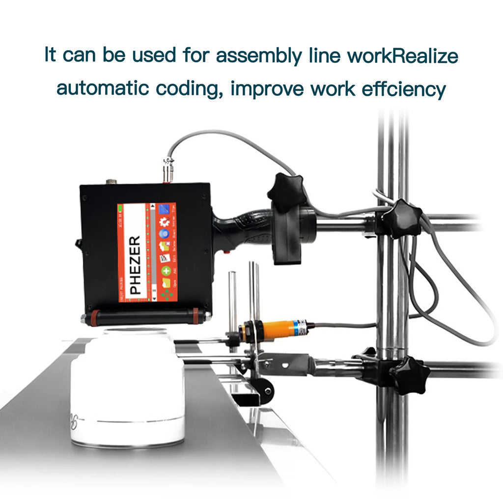 Phezer P70 Handheld Inkjet Printer 100mm Portable Coder QR Code Barcode Batch Number Date Logo Expiry Date Marking 28 Languages