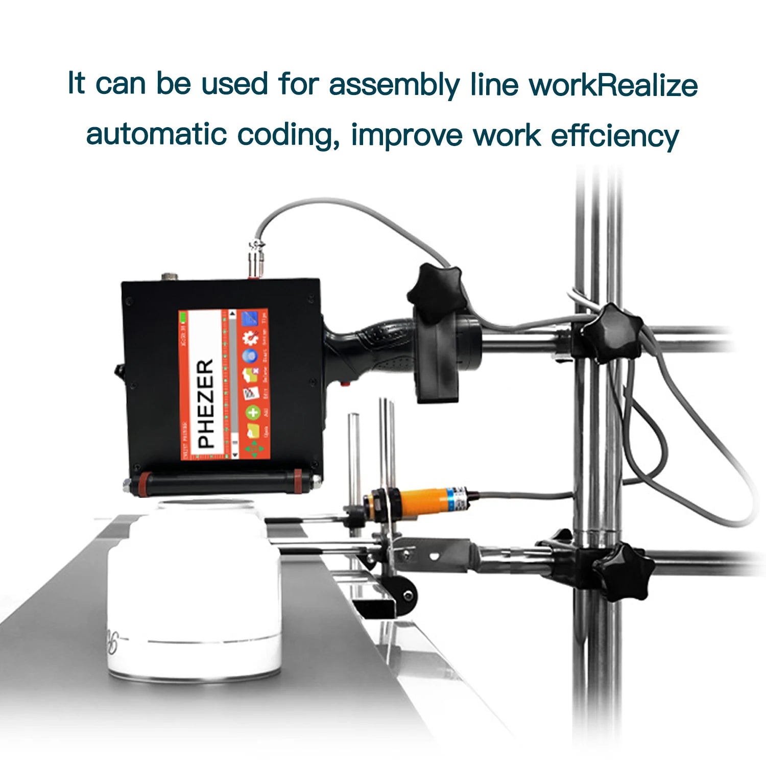 Phezer P70 Handheld Inkjet Printer 100mm Portable Coder QR Code Barcode Batch Number Date Logo Expiry Date Marking 28 Languages