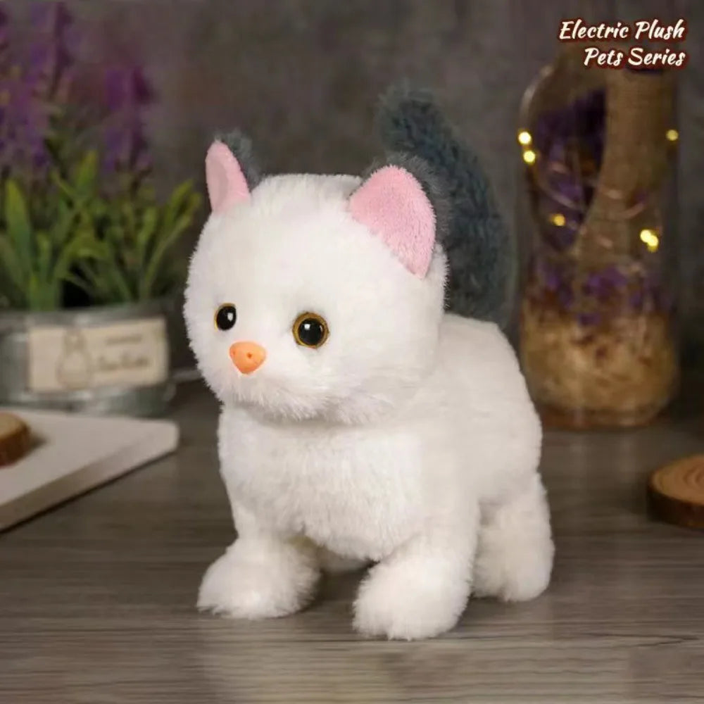 Simulated Robot Kitten Wagging Interactive Kitten Plush Toy Makes You Happy Walking Kitten Robot Electric Pet