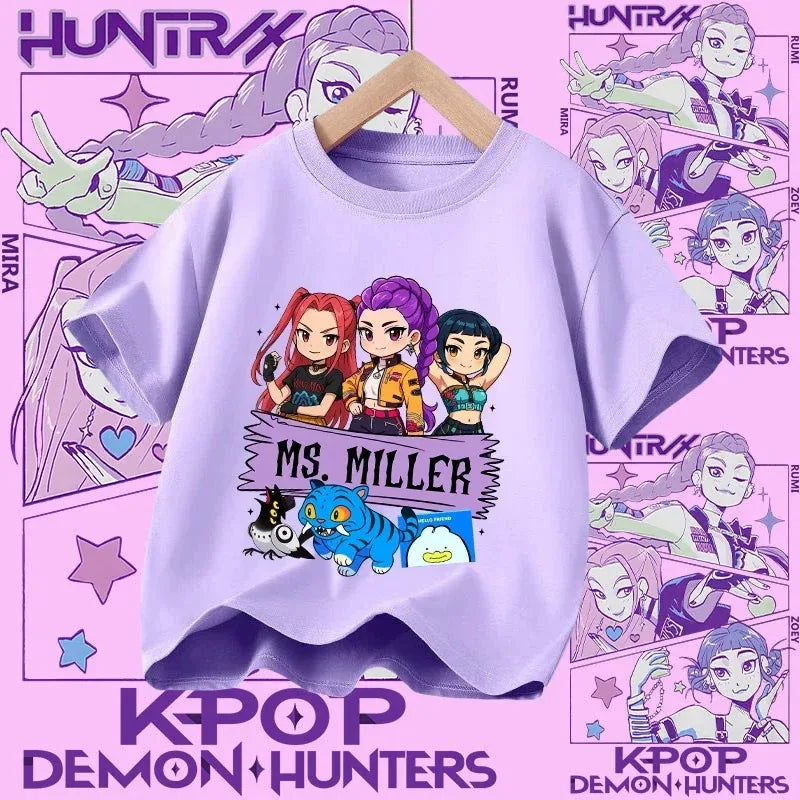 Kpop Demon Hunters T-shirt for kids, short sleeve T-shirt for Girls, Saja T-shirt , Kpop Demon Hunters T-shirt, family clothing