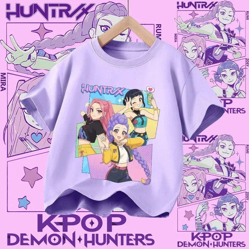 Kpop Demon Hunters T-shirt for kids, short sleeve T-shirt for Girls, Saja T-shirt , Kpop Demon Hunters T-shirt, family clothing