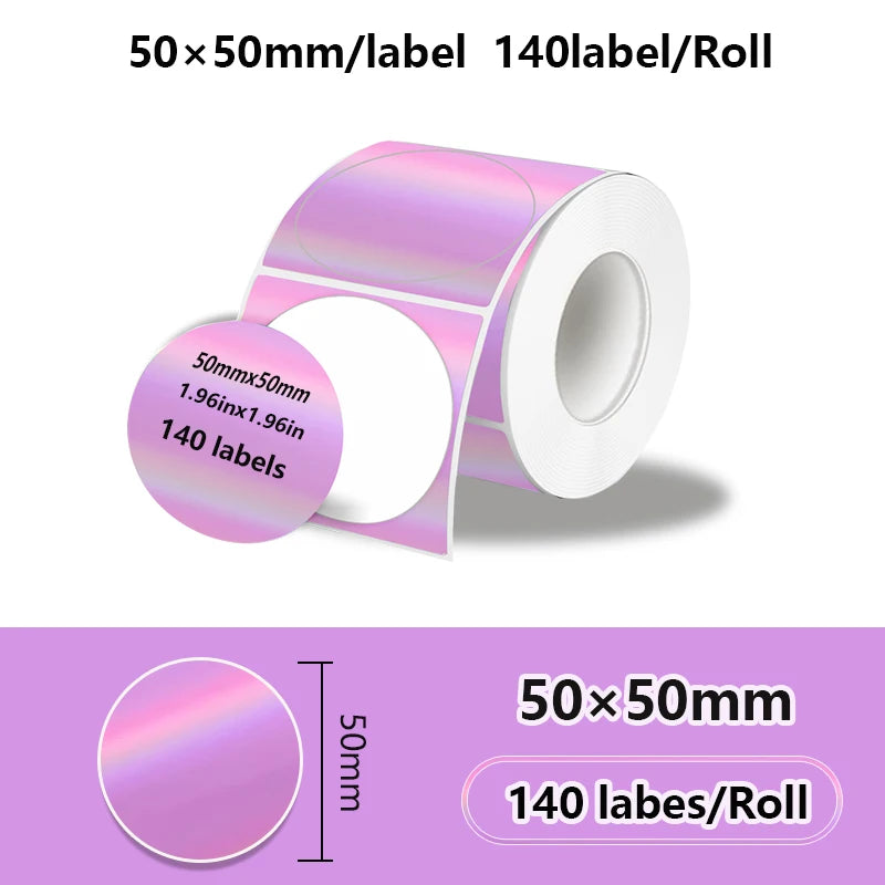 50x50mm Laser Sticker Self-Adhesive Thermal Adhesive Label Roll Compatible for Phomemo M110 M220 M200 E210 P50 DETONG P1 WP9520