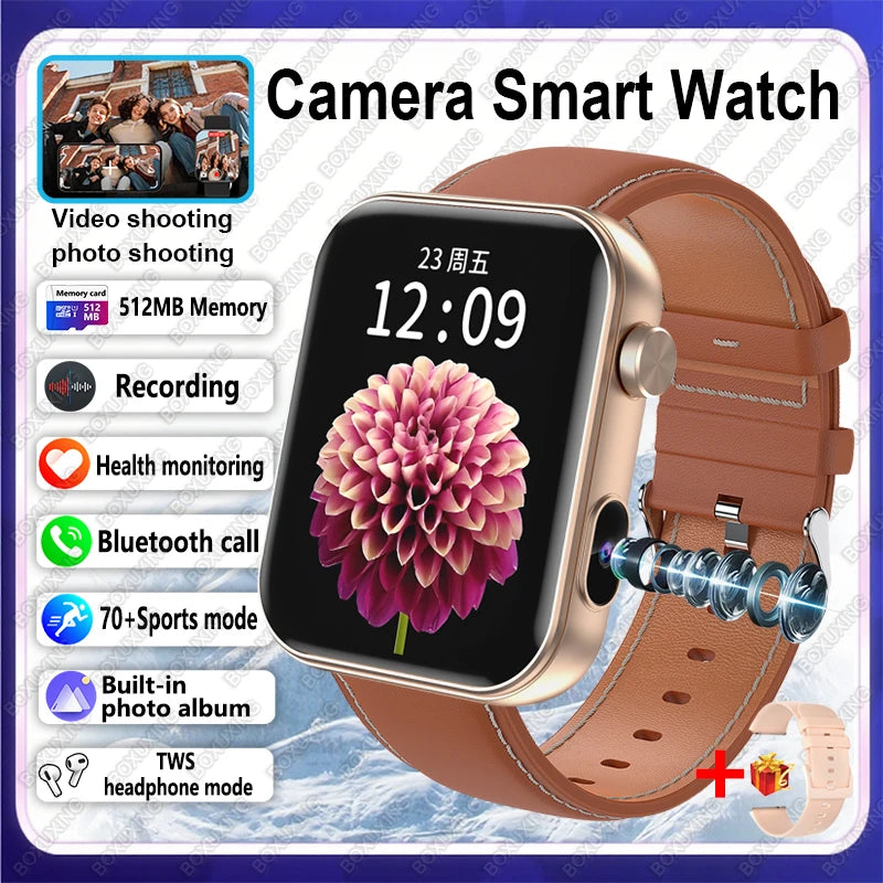 2025 New HD Camera Smart Watch Men Women Photos Record Video Health Monitor Sports Fitness Waterproof Bluetooth Call Smart Watch