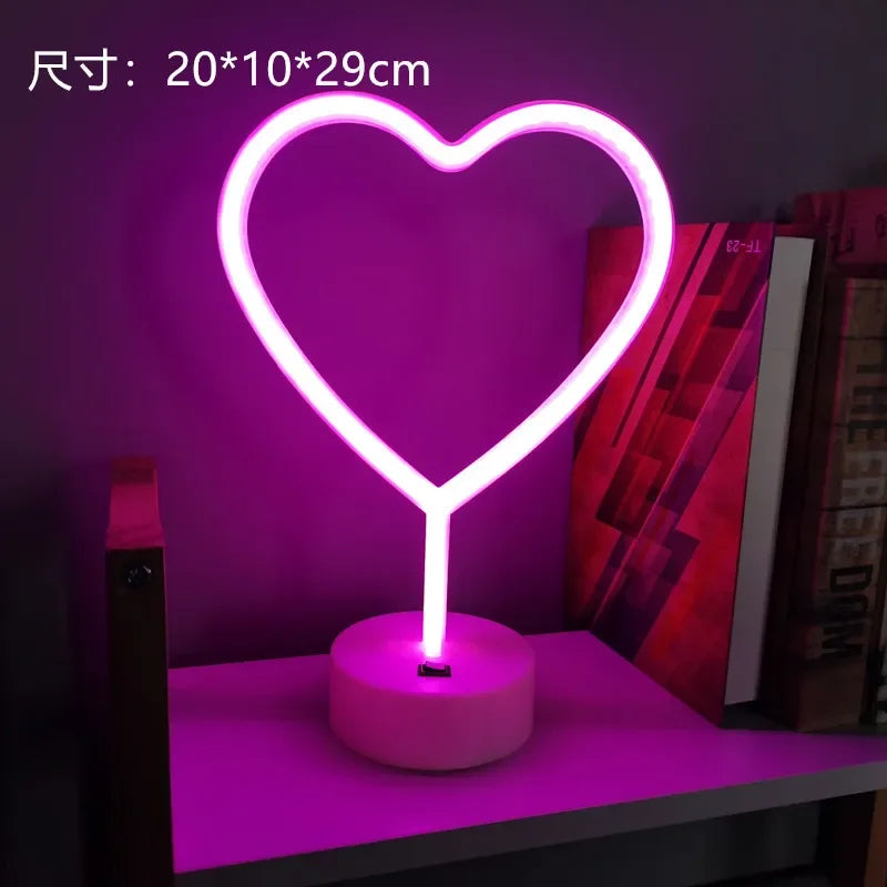 Flamingo Led Neon Light Coconut Tree Cactus Heart Shape Lamp Stand Colorful Home Room Decoration Christmas Night light