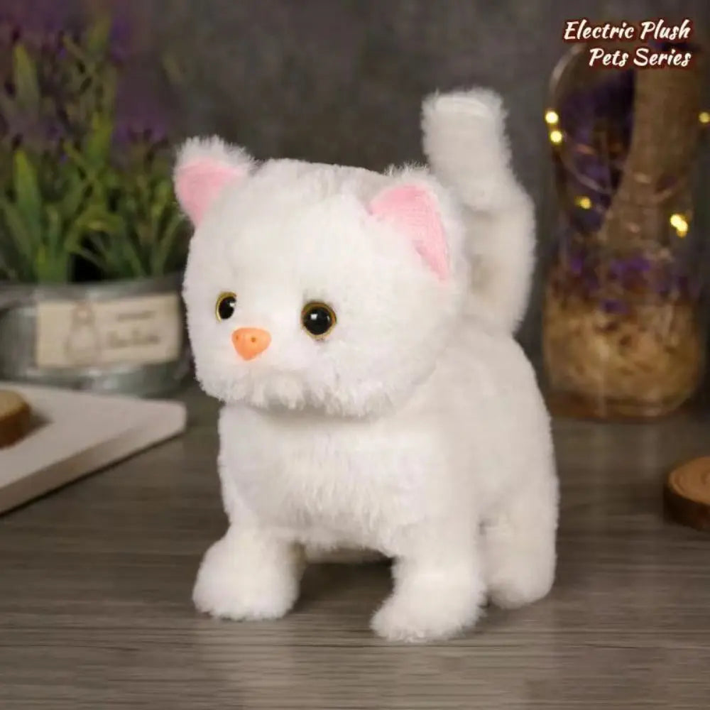Simulated Robot Kitten Wagging Interactive Kitten Plush Toy Makes You Happy Walking Kitten Robot Electric Pet