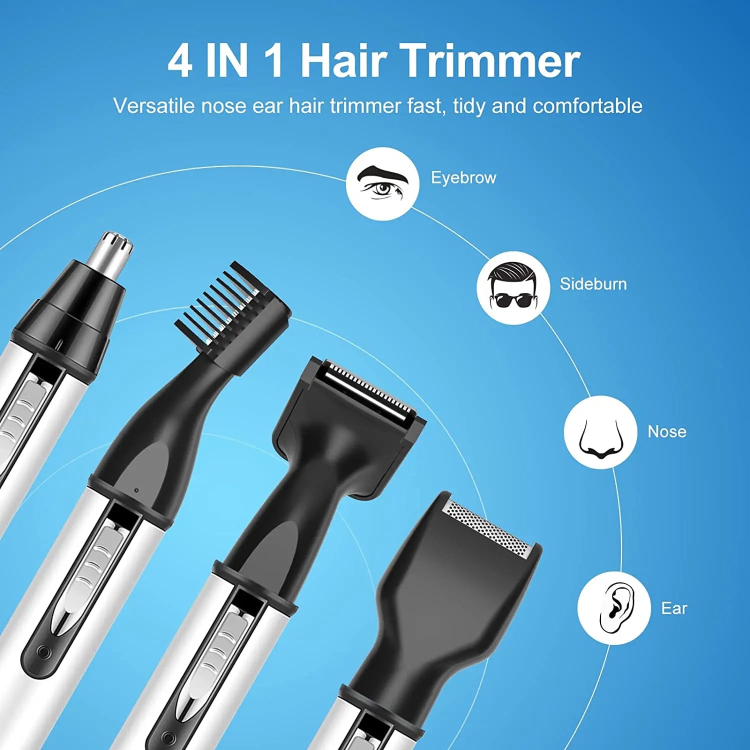 Kemei All in one Ear Nose Hair Trimmer For Men Grooming Kit Electric Eyebrow Beard Trimer Face Nose Ears Trimer Rechargeable