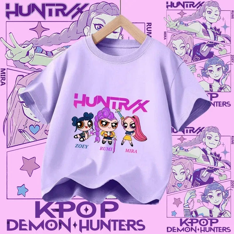 Kpop Demon Hunters T-shirt for kids, short sleeve T-shirt for Girls, Saja T-shirt , Kpop Demon Hunters T-shirt, family clothing