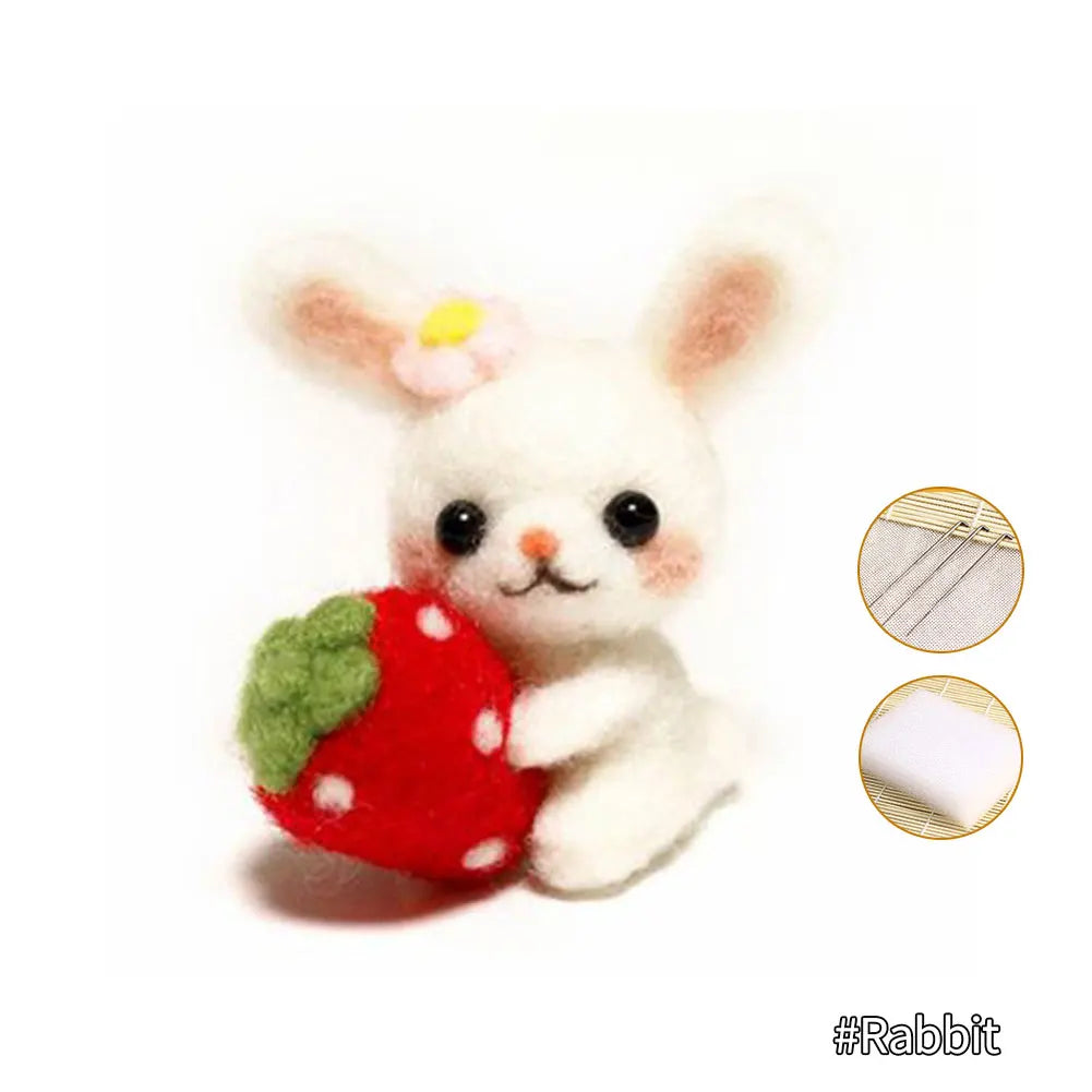Cute Animal Collection Panda Squirrel Cat Turtle Doll Non-Finished Felt Kit Wool Felt Poked Kitting DIY Felting Materials