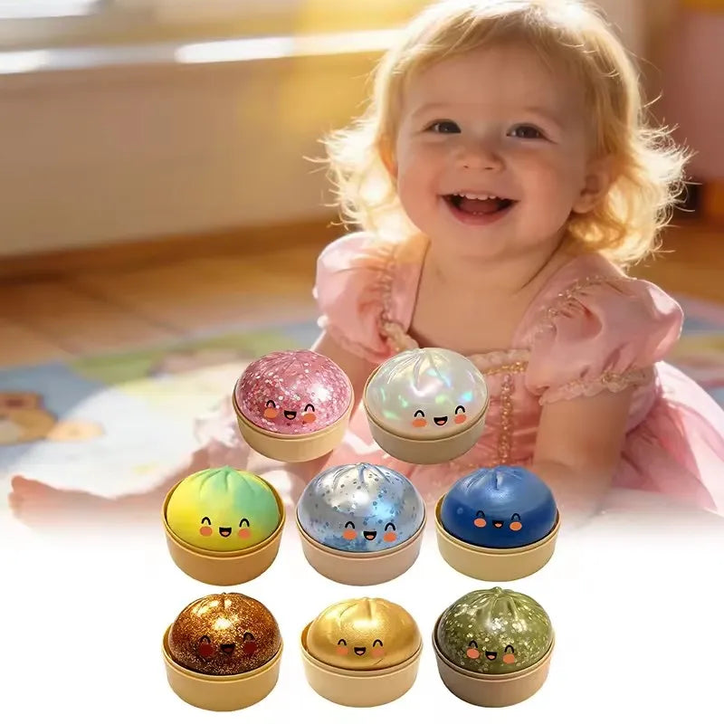 Dumpling shaped pressure reducing simulation ball, with a soft and slow bouncing touch, suitable for decompression, office and h