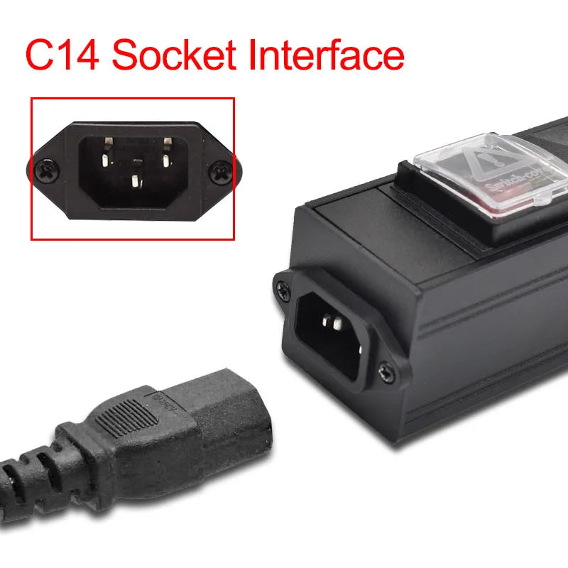 IEC-C14 Port PDU Power Strip with 2-10 Ways EU Outlet Socket  extend with network cabinet rack 2 USB charging