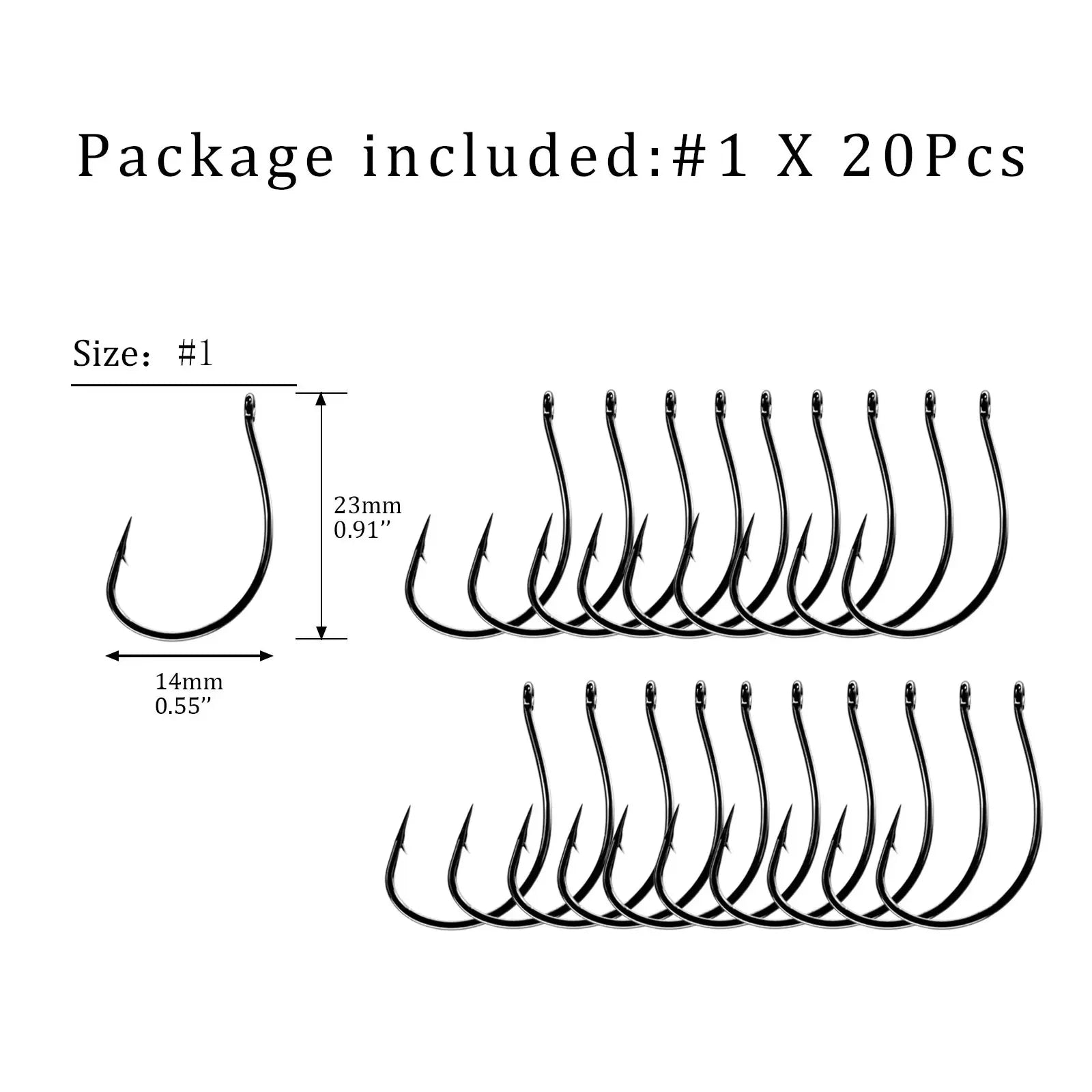THKFISH 20pcs Drop Shot Hooks #3 #2 #1 #1/0 #2/0 Stainless Steel Offset Wacky Hooks Crank Worm Barbed Hook Fishing Accessories