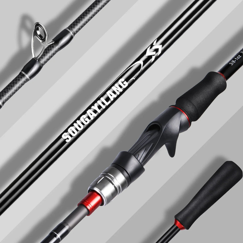 Sougayilang Lure Fishing Rod 1.8m 2.1m Spinning  Bait Casting Rod Carbon Fiber EVA Handle Fishing Pole for Fishing Pesca